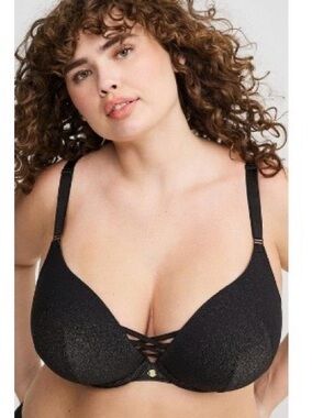 torrid Black Lace-Up Plunge T-Shirt Bra